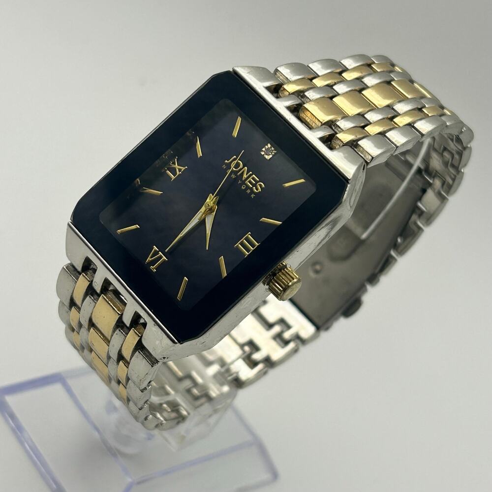Jones New York Men's Diamond Accent Square Dial Quartz Watch Two-Tone Steel